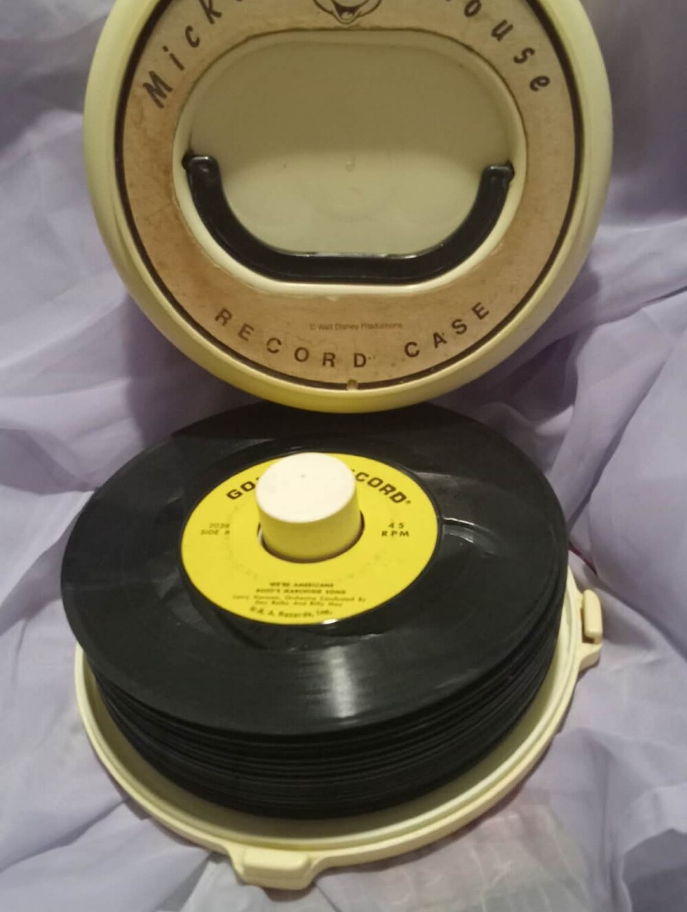 Vintage Mickey Mouse Record Case And 20 Children's Records